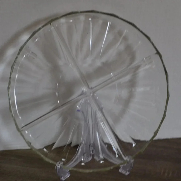 Italian Glass  Divided Serving Platter - Picture 1 of 5